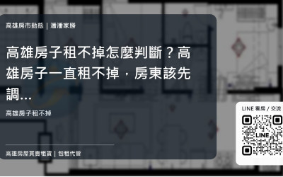 高雄房子租不掉怎麼判斷？高雄房子一直租不掉，房東該先調整租金還是屋況？