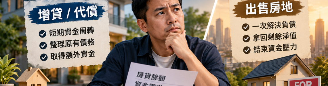 房子有貸款又急需用錢怎麼辦？增貸、代償還是賣房，用案例算給你看