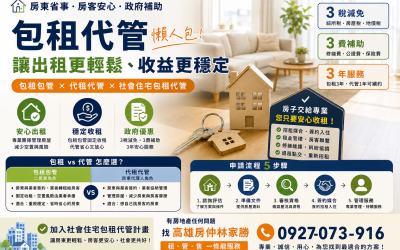 2026包租代管懶人包：包租、代管與社宅包租代管差別、費用及優缺點一次看懂
