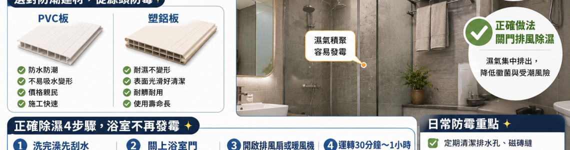 無對外窗浴室發霉怎麼辦？別再開門散水氣，選對防潮建材才有效