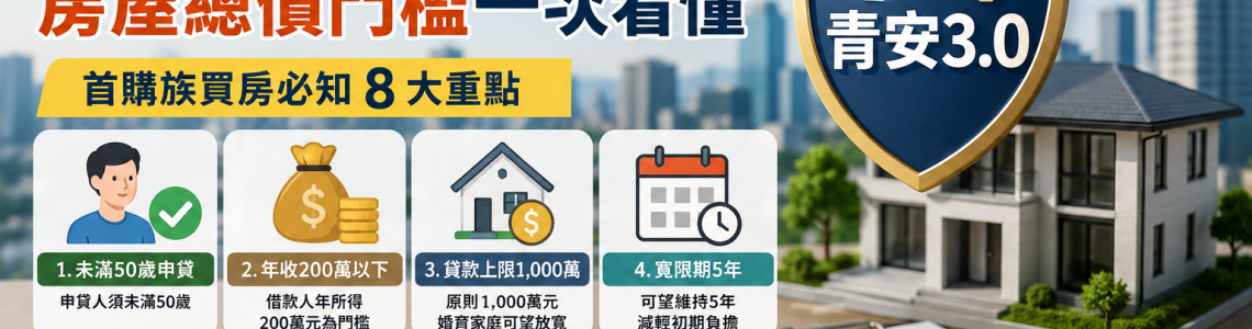 青安3.0資格趨嚴！未滿50歲、年收200萬、房屋總價門檻一次看懂