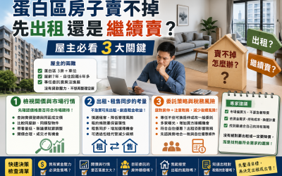 蛋白區房子賣不掉怎麼辦？先出租還是繼續賣，屋主必看3大關鍵