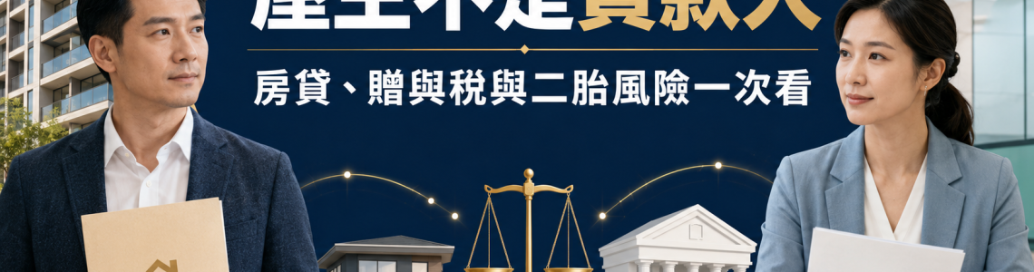 房屋所有權人與貸款人不同可以嗎？房貸、贈與稅與二胎風險一次看