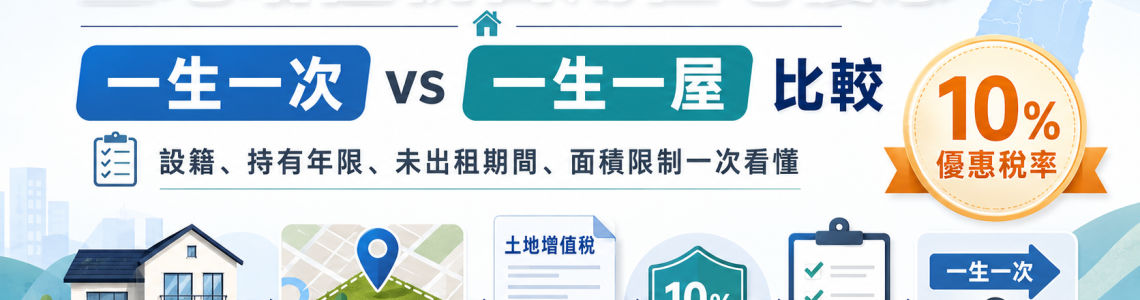 土地增值稅自用住宅優惠：一生一次與一生一屋條件、差異及申請方式