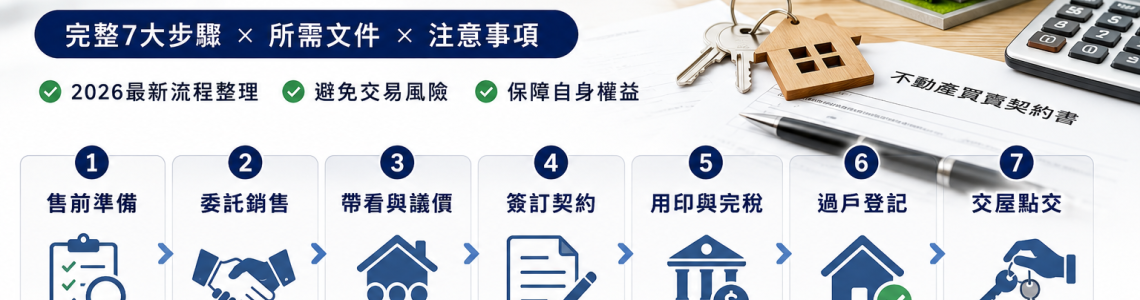 賣房流程有哪些？2026從委託、簽約到過戶交屋一次了解