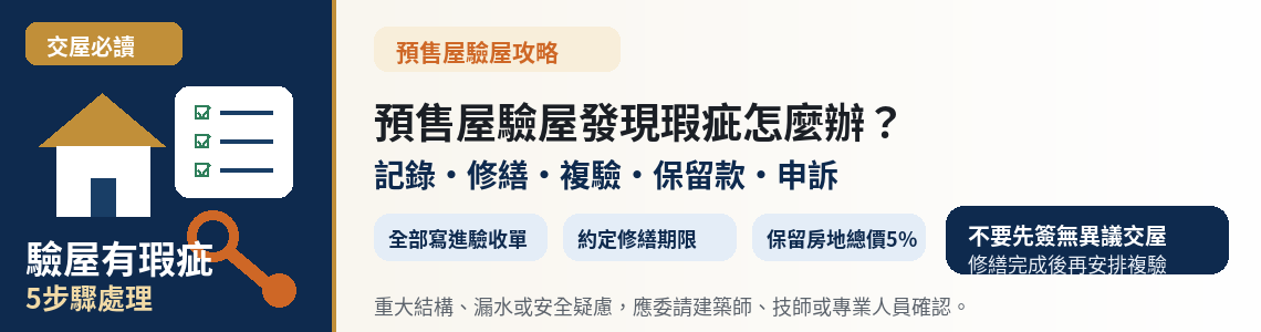 預售屋驗屋發現瑕疵怎麼辦？5步驟處理、5%保留款與申訴方式