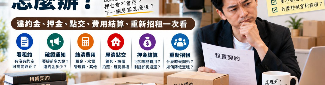 房客提前退租怎麼辦?違約金、押金、點交與重新招租一次看 房客提前退租怎麼辦?違約金、押金、點交與重新招租一次看