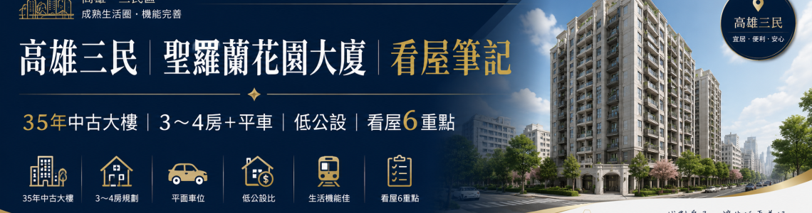 高雄三民聖羅蘭花園大廈看屋筆記|35年3~4房中古大樓、房價與看屋6重點 高雄三民聖羅蘭花園大廈看屋筆記|35年3~4房中古大樓、房價與看屋6重點