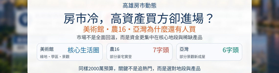 高雄房市冷,高資產買方卻進場?美術館、農16、亞灣為什麼還有人買 高雄房市冷,高資產買方卻進場?美術館、農16、亞灣為什麼還有人買
