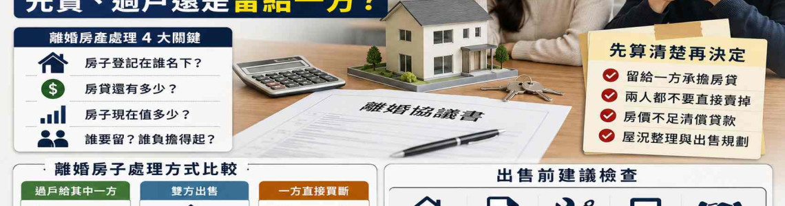 離婚房子怎麼處理?高雄夫妻房貸還沒繳完,先賣、過戶還是留給一方? 離婚房子怎麼處理?高雄夫妻房貸還沒繳完,先賣、過戶還是留給一方?